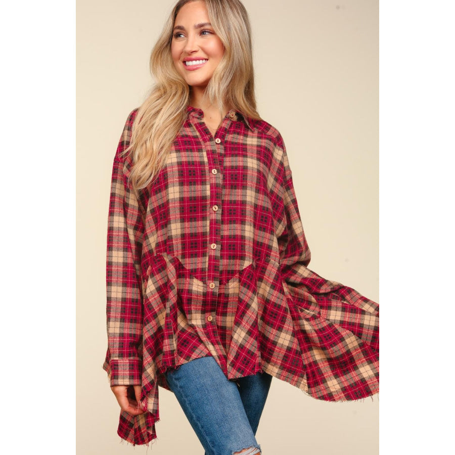 Haptics Plaid Button Down Sharkbite Shirt Apparel and Accessories