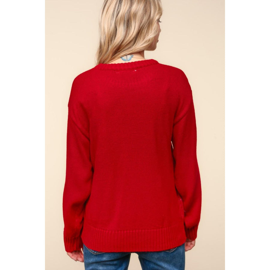 Haptics Santa Sparkle Brushed Sweater Red / S Apparel and Accessories