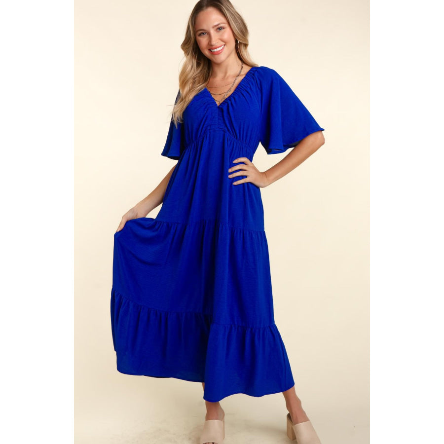 Haptics Tiered Babydoll Maxi Dress with Side Pocket Apparel and Accessories