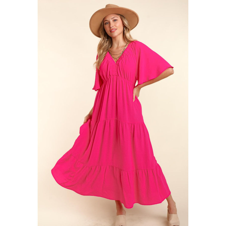 Haptics Tiered Babydoll Maxi Dress with Side Pocket Apparel and Accessories