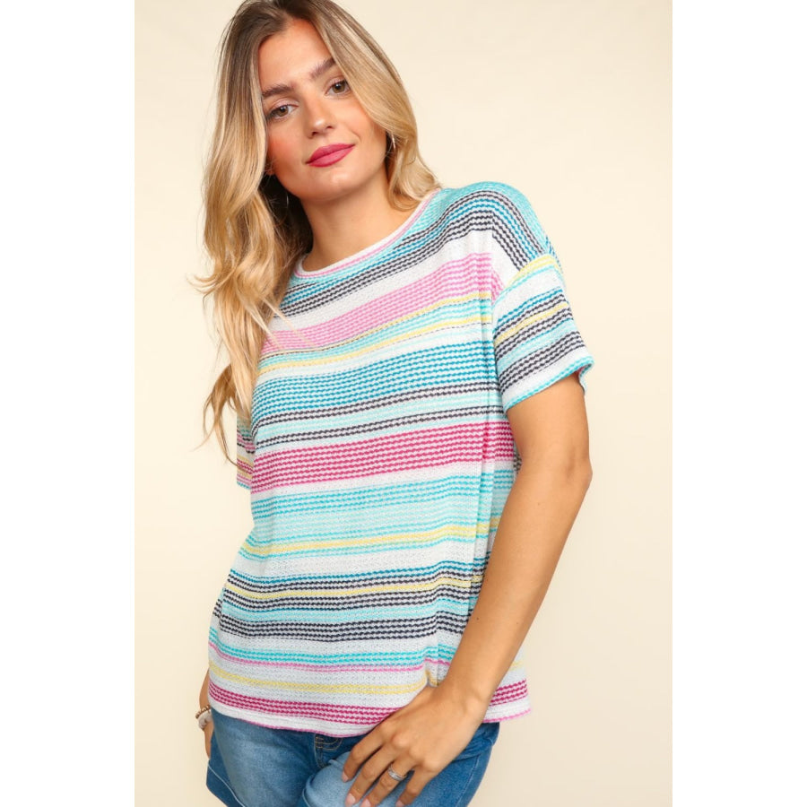 Haptics Waffle Stripe Short Sleeve T-Shirt Apparel and Accessories