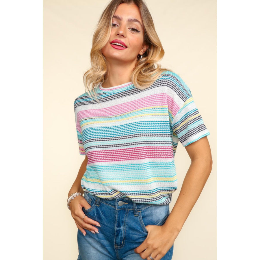 Haptics Waffle Stripe Short Sleeve T-Shirt Apparel and Accessories