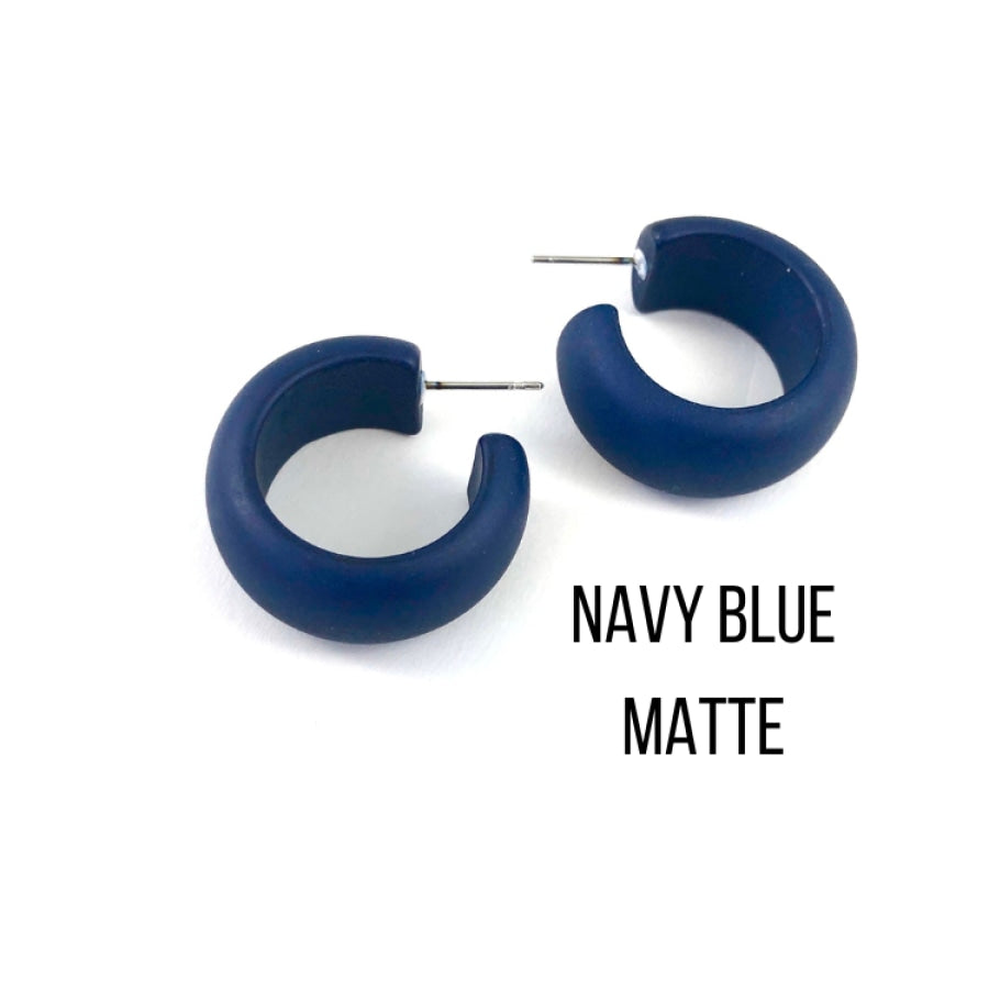 Haskell Hoop Earrings Navy Blue Matte Haskell Hoops