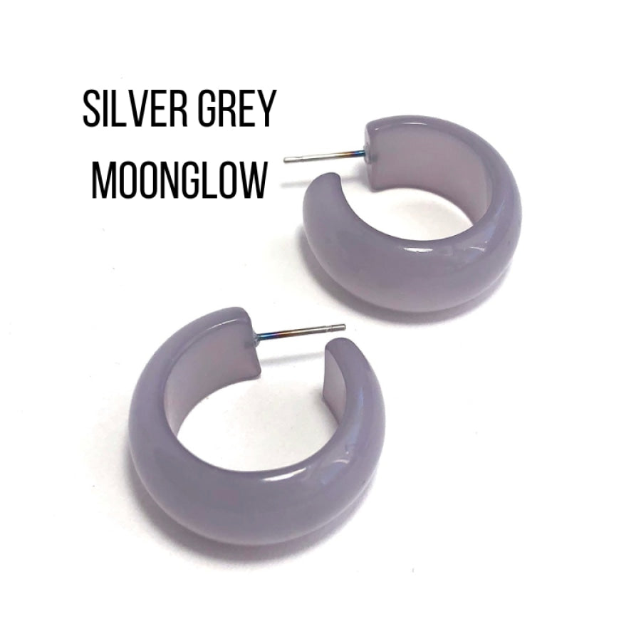 Haskell Hoop Earrings Silver Grey Moonglow Haskell Hoops