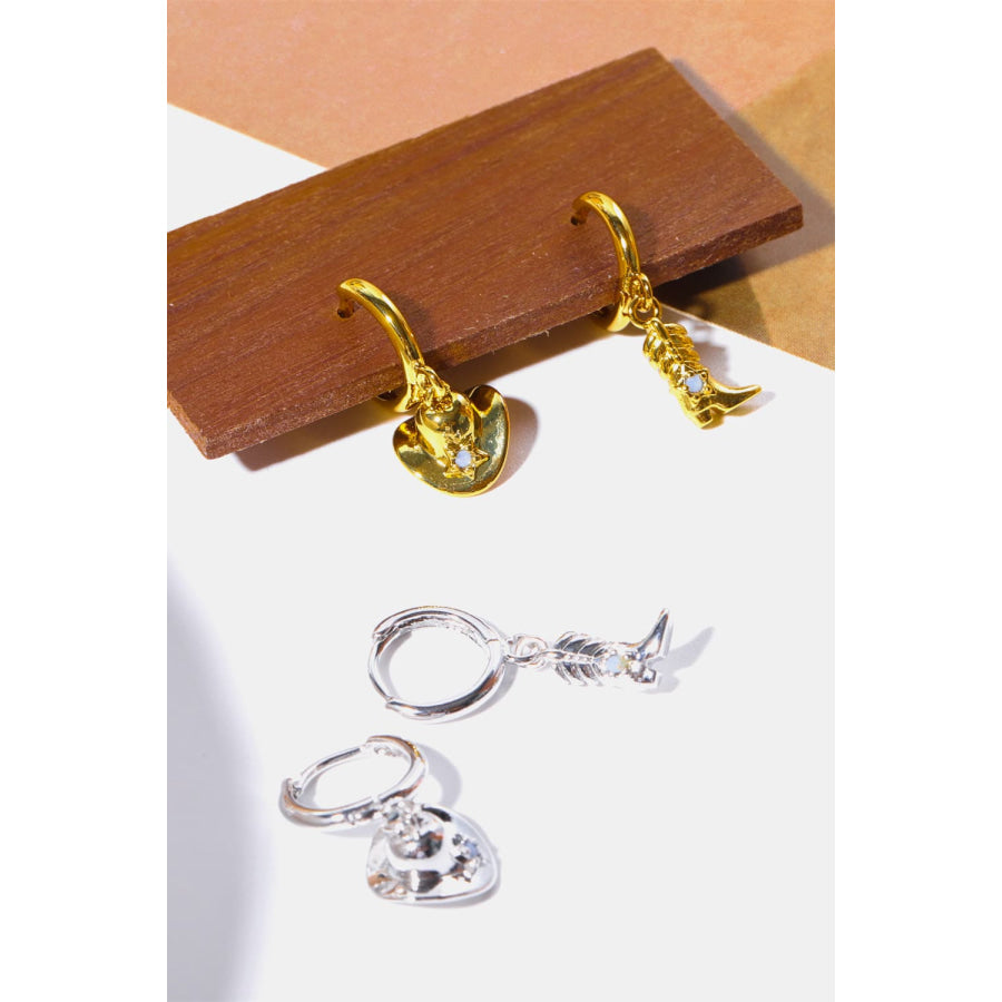 Hat &amp; Boot Shape Asymmetrical Copper 14K Gold Plated Earrings Apparel and Accessories