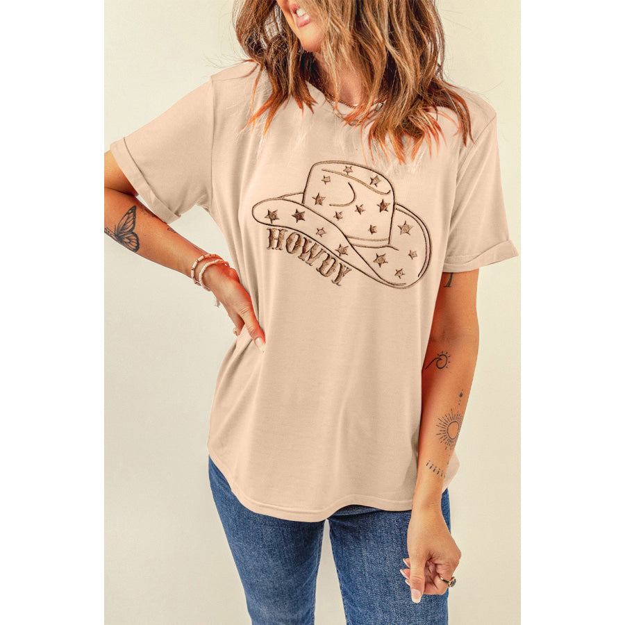 Hat Graphic Round Neck Short Sleeve T-Shirt Apparel and Accessories