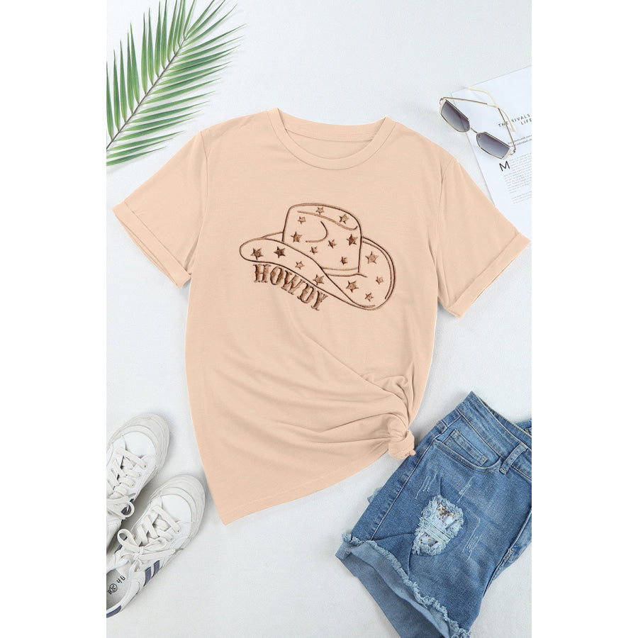 Hat Graphic Round Neck Short Sleeve T-Shirt Apparel and Accessories