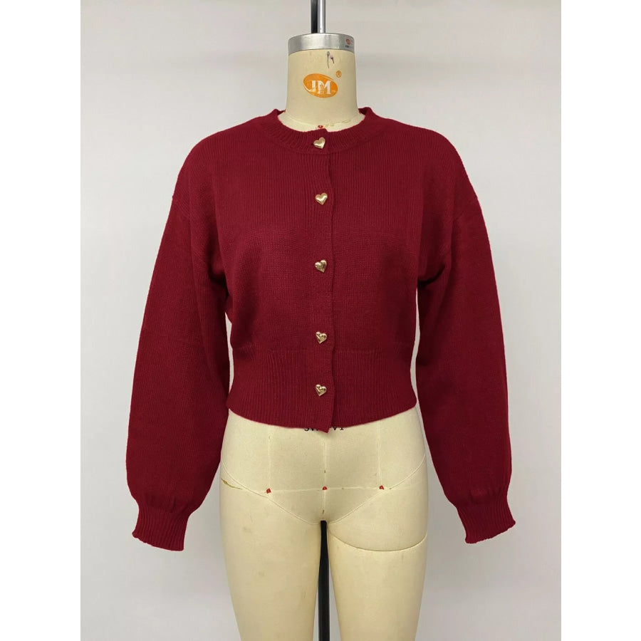 Heart-Button Knit Cardigan Apparel and Accessories