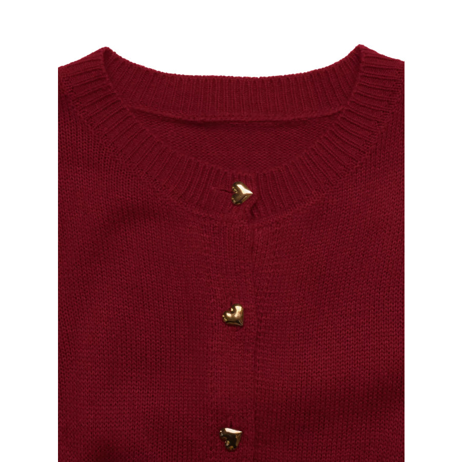Heart-Button Knit Cardigan Apparel and Accessories