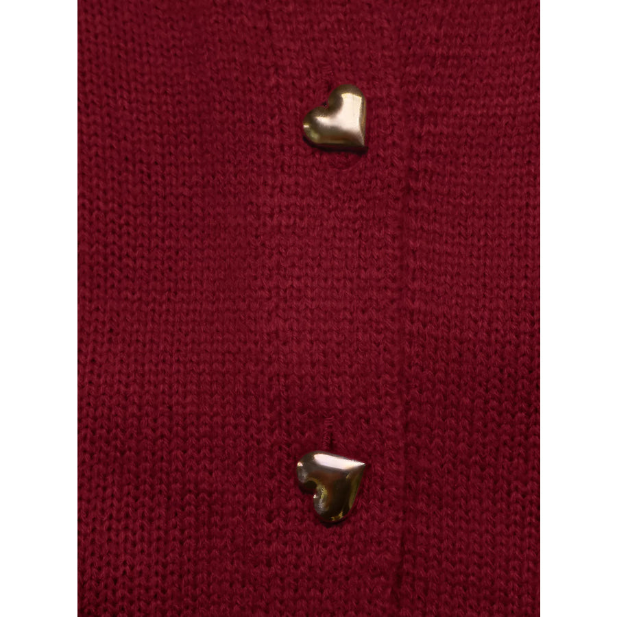 Heart-Button Knit Cardigan Apparel and Accessories