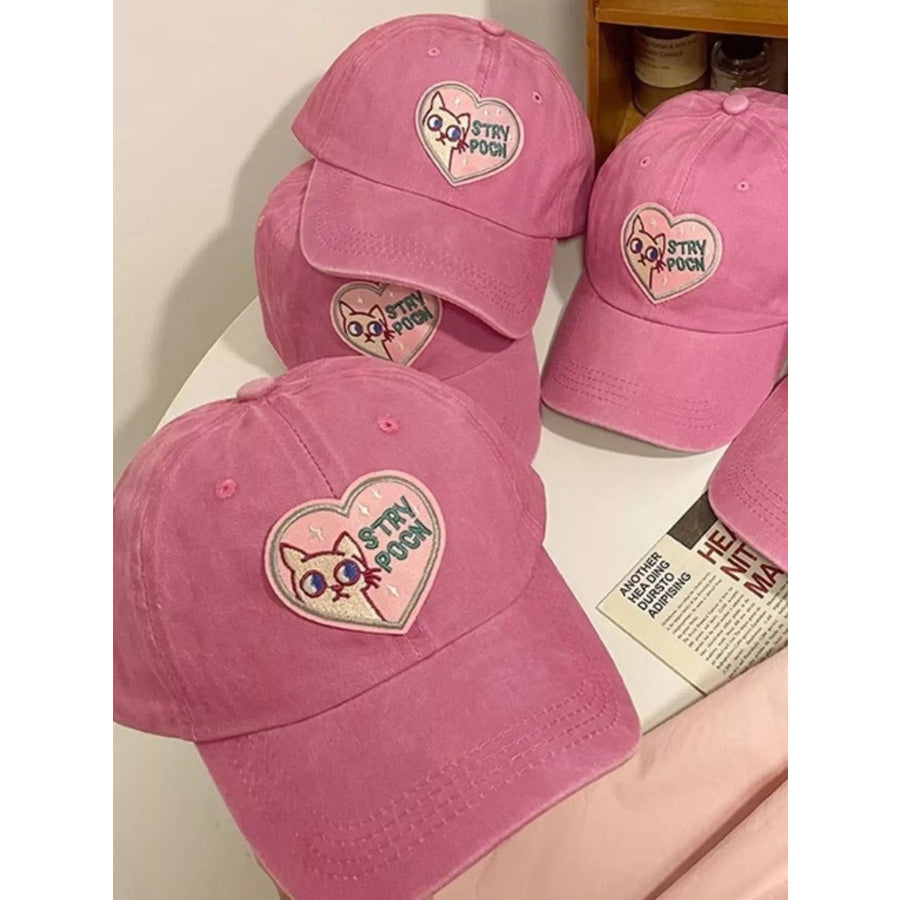 Heart Cat Baseball Cap Blush Pink / One Size Apparel and Accessories