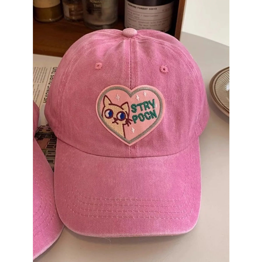 Heart Cat Baseball Cap Blush Pink / One Size Apparel and Accessories