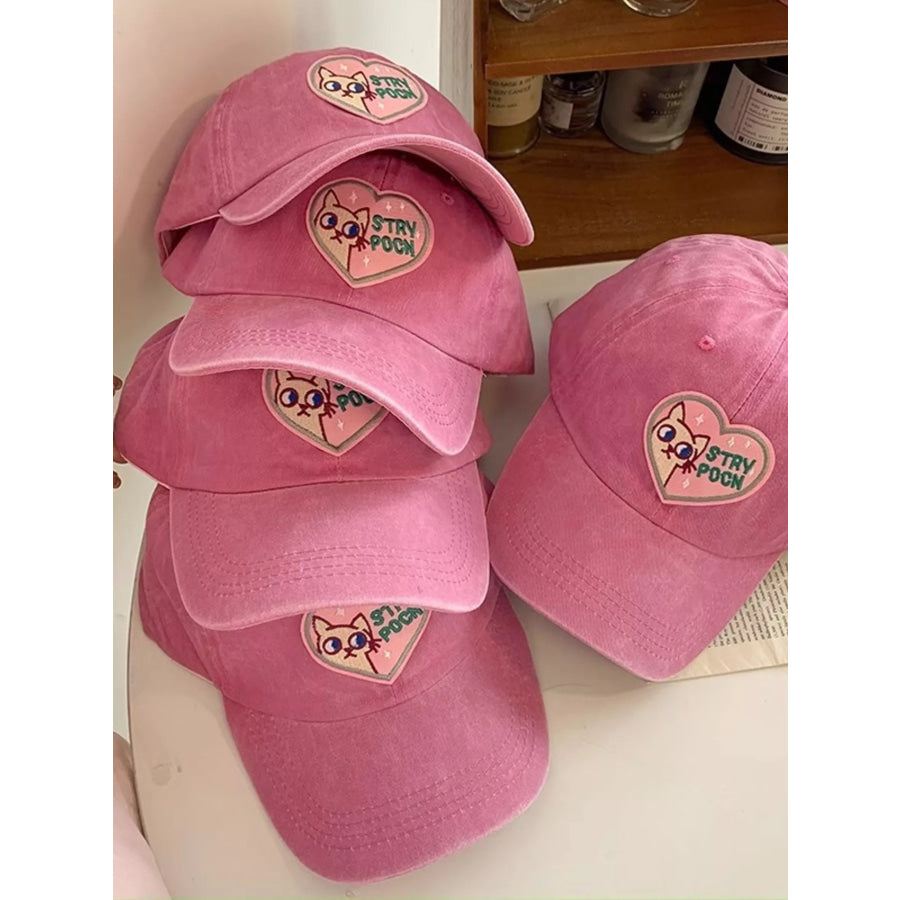 Heart Cat Baseball Cap Blush Pink / One Size Apparel and Accessories