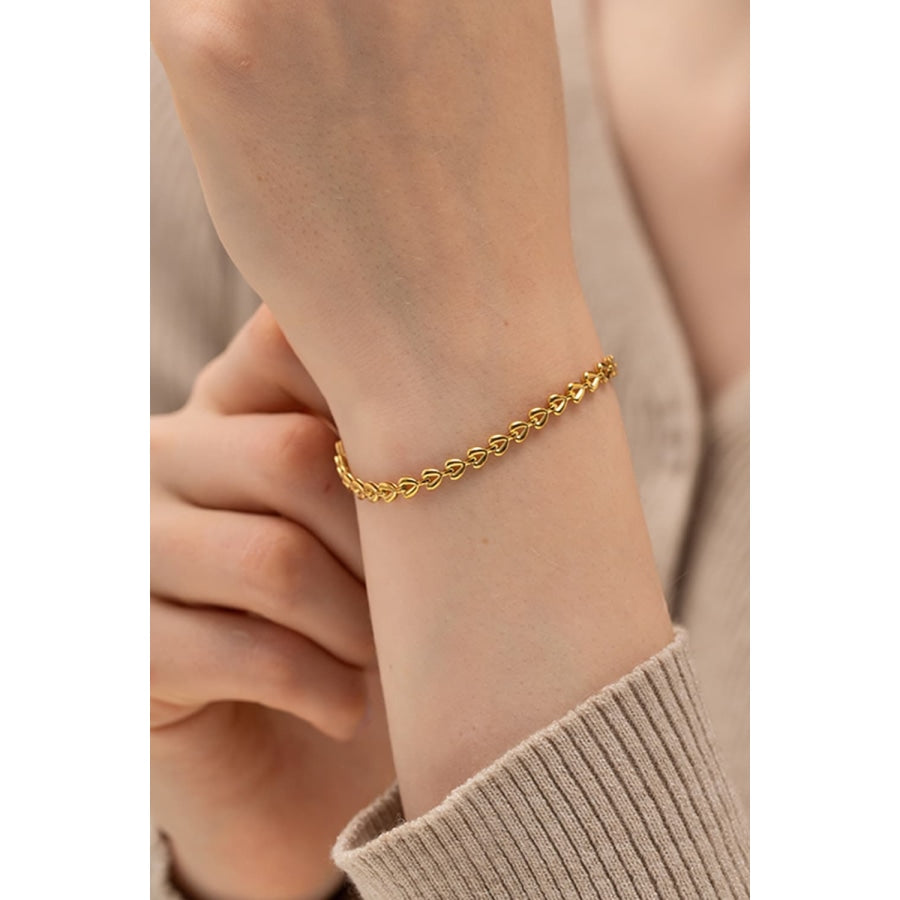 Heart Chain Lobster Clasp Bracelet Gold / One Size