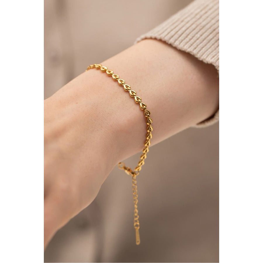 Heart Chain Lobster Clasp Bracelet Gold / One Size