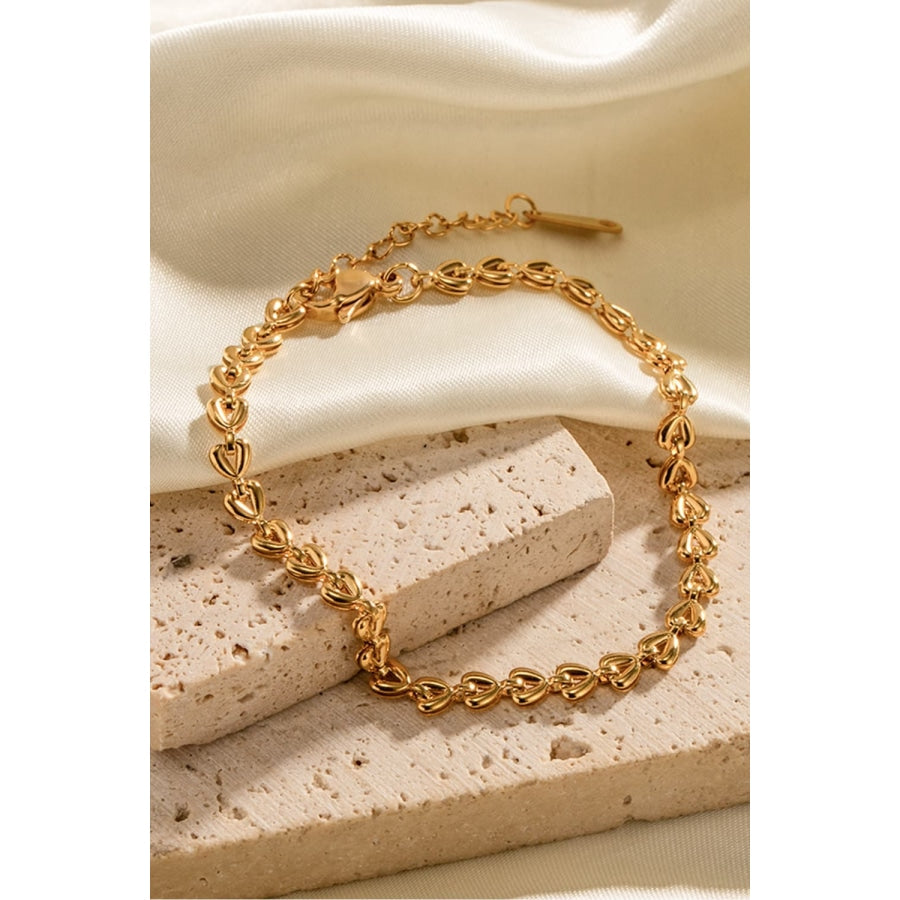 Heart Chain Lobster Clasp Bracelet Gold / One Size