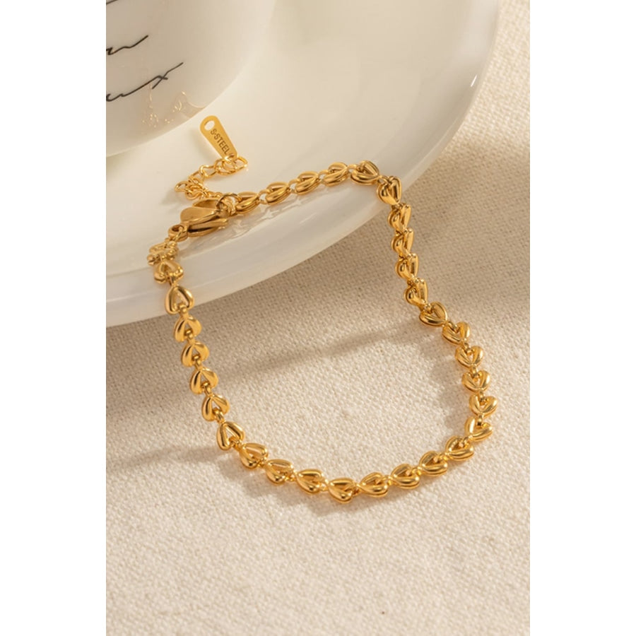 Heart Chain Lobster Clasp Bracelet Gold / One Size