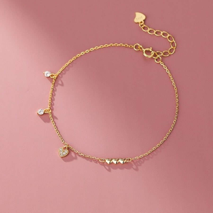 Heart Charm 925 Sterling Silver Bracelet Apparel and Accessories