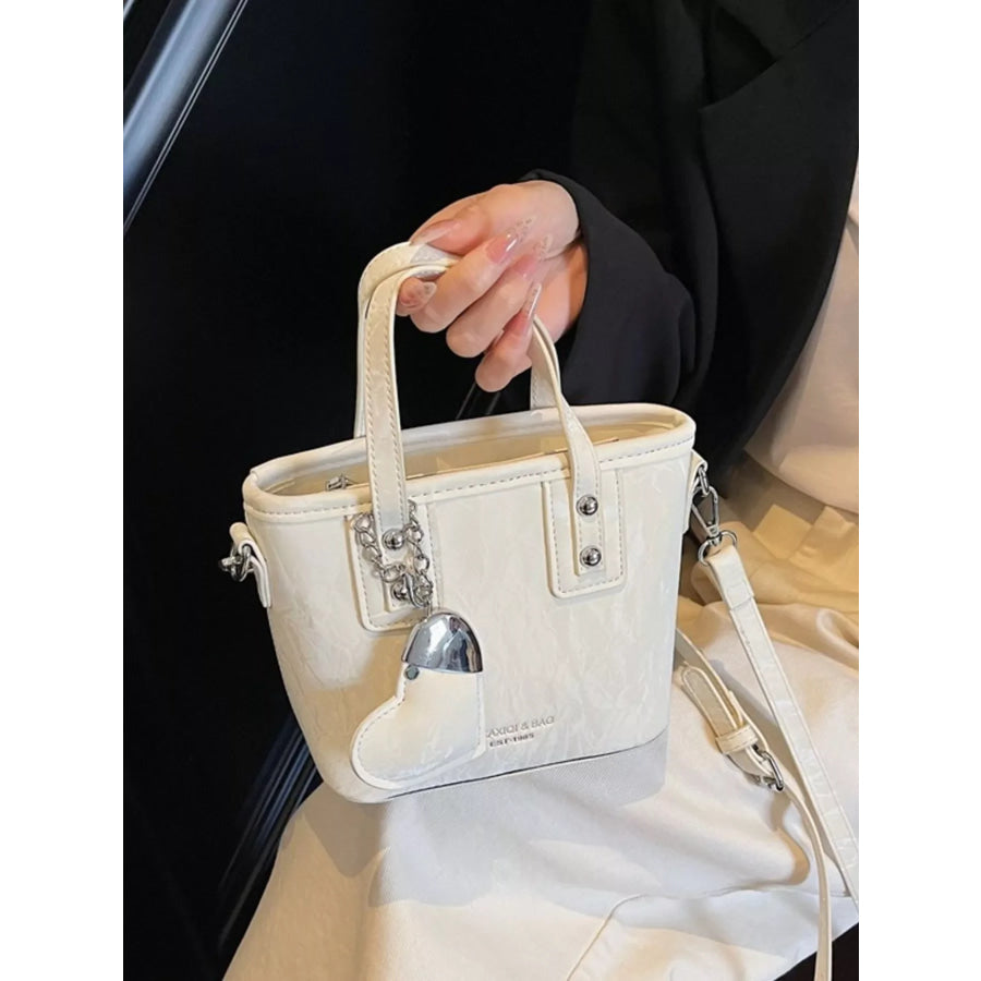 Heart Charm Crossbody Bag White / One Size Apparel and Accessories