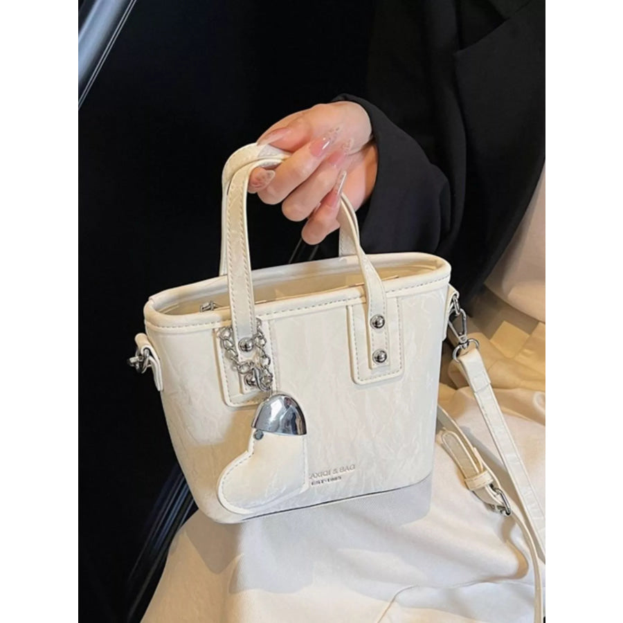 Heart Charm Crossbody Bag White / One Size Apparel and Accessories