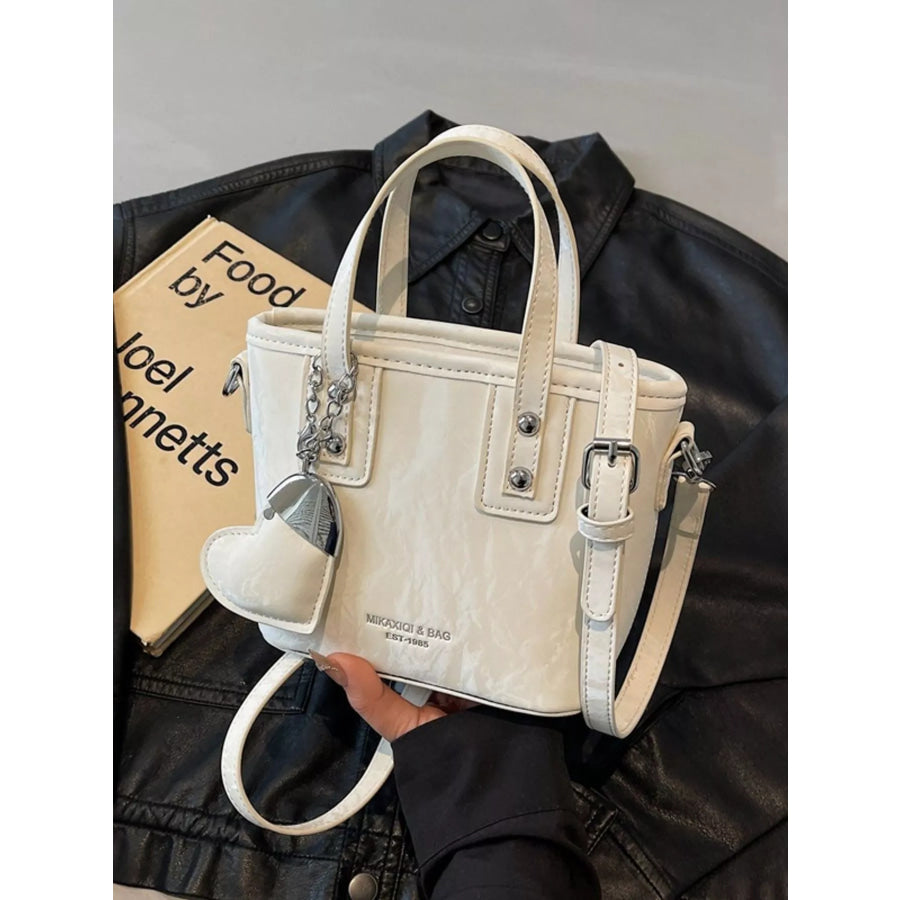 Heart Charm Crossbody Bag White / One Size Apparel and Accessories