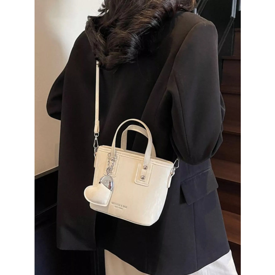 Heart Charm Crossbody Bag White / One Size Apparel and Accessories