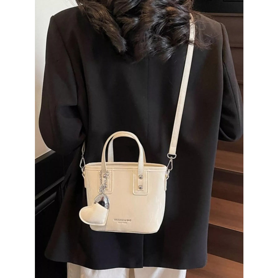 Heart Charm Crossbody Bag White / One Size Apparel and Accessories