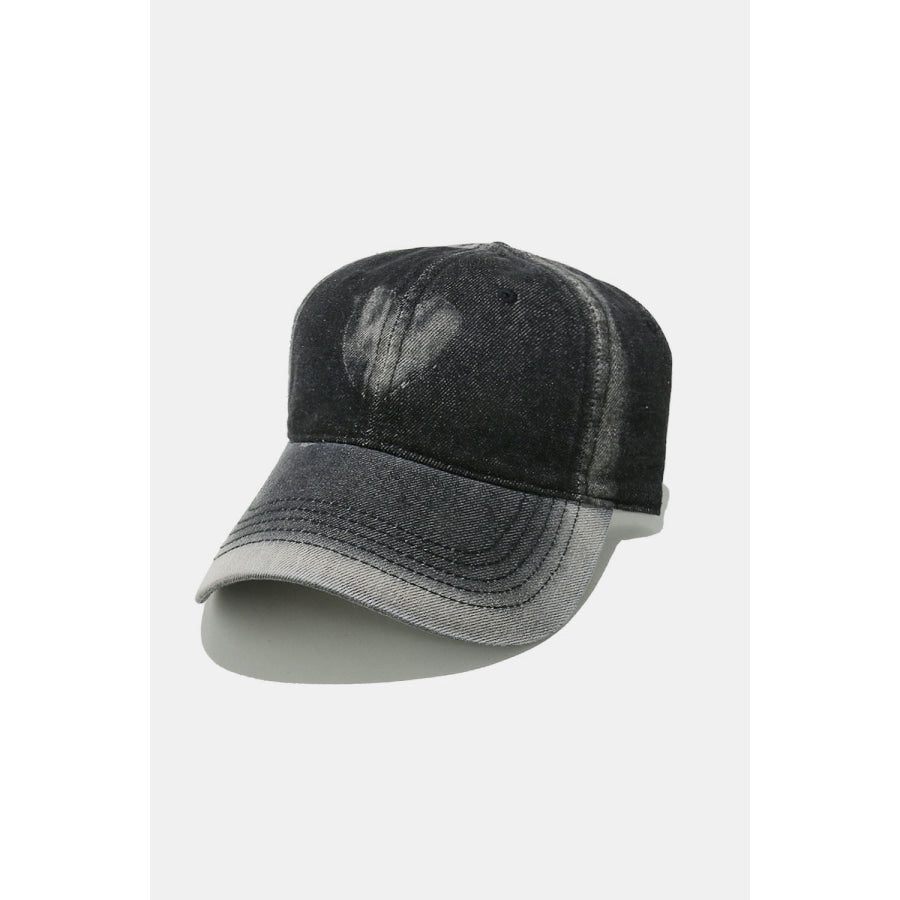 Heart Cotton Baseball Cap Black / One Size Apparel and Accessories