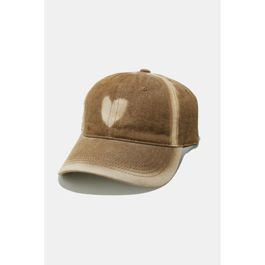 Heart Cotton Baseball Cap Caramel / One Size Apparel and Accessories