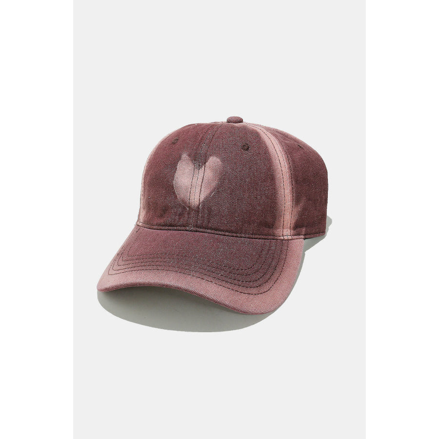 Heart Cotton Baseball Cap Dusty Pink / One Size Apparel and Accessories