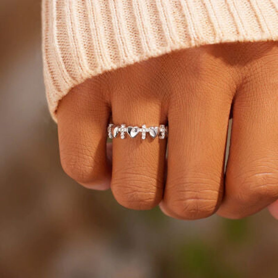 Heart Cross 925 Sterling Silver Ring Apparel and Accessories