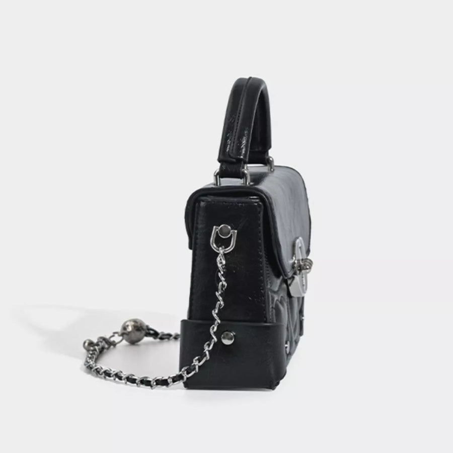 Heart-Embossed Flap Crossbody Bag Black / One Size Apparel and Accessories