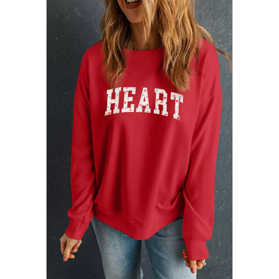 HEART Embroidered Patched Graphic Valentine Sweatshirt Apparel and Accessories