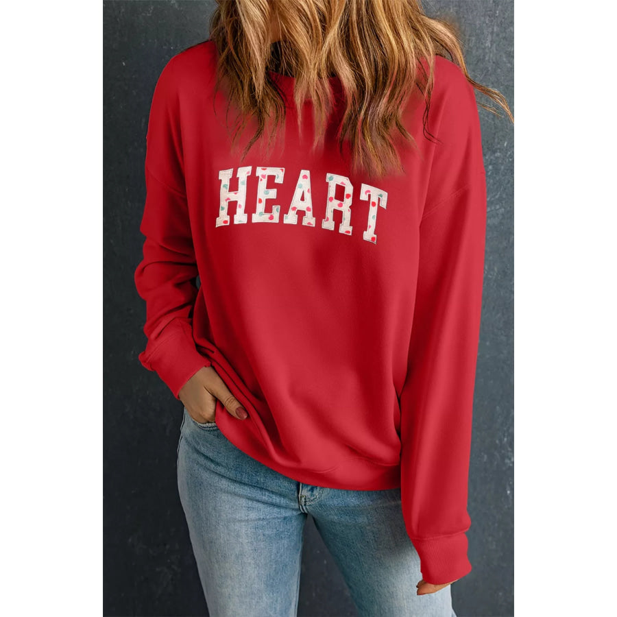 HEART Embroidered Patched Graphic Valentine Sweatshirt Apparel and Accessories
