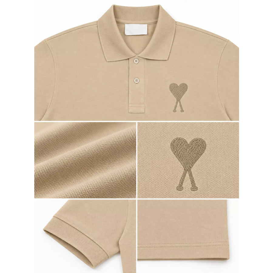 Heart Logo Embroidered Polo T-Shirt Apparel and Accessories