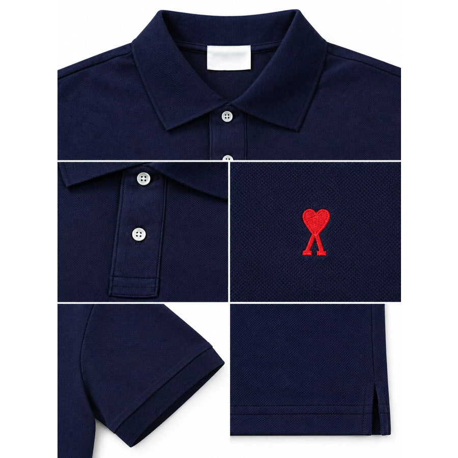 Heart Logo Embroidered Polo T-Shirt Apparel and Accessories