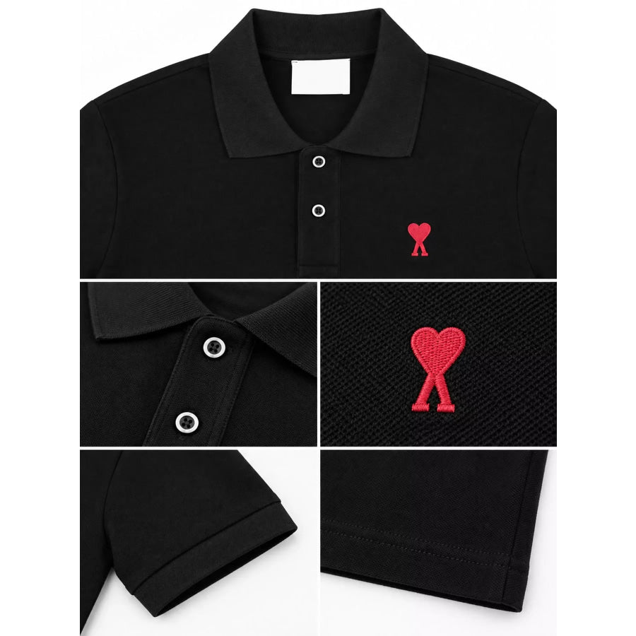 Heart Logo Embroidered Polo T-Shirt Apparel and Accessories