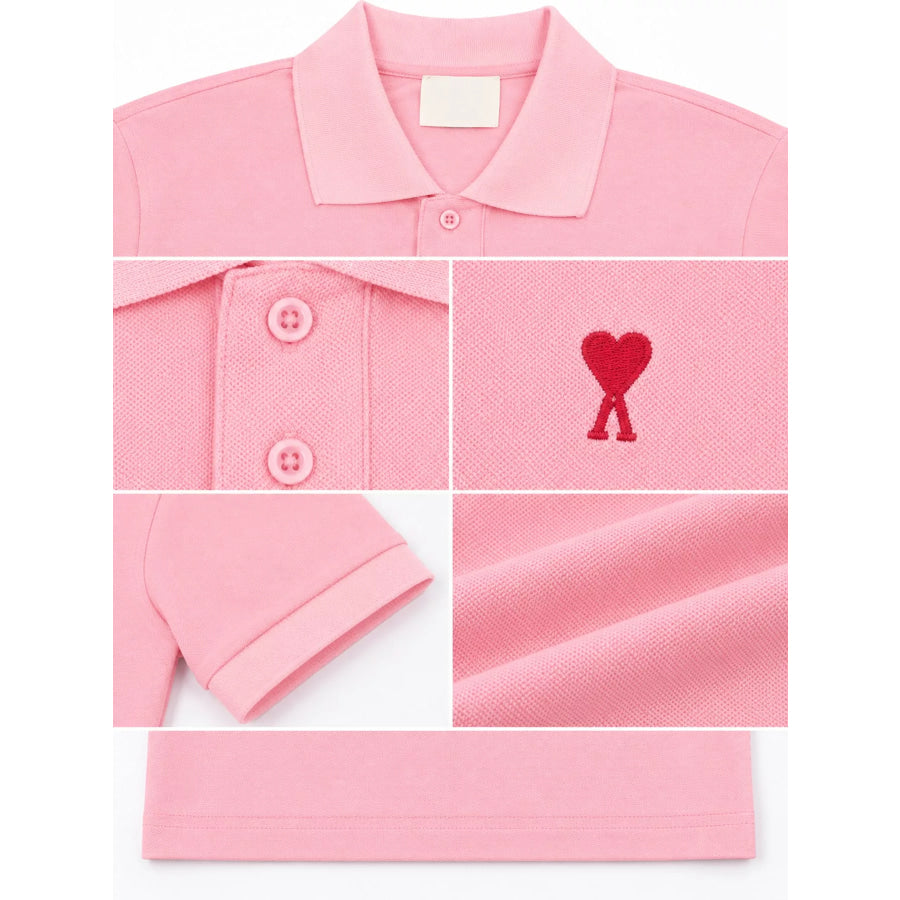 Heart Logo Embroidered Polo T-Shirt Apparel and Accessories