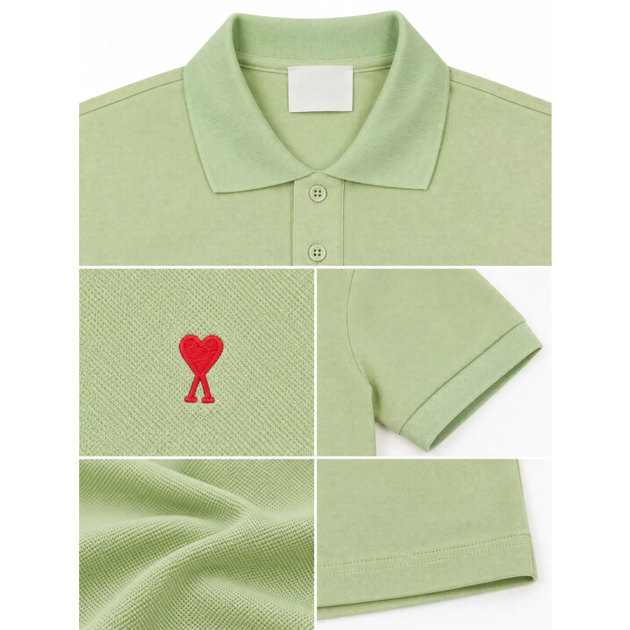 Heart Logo Embroidered Polo T-Shirt Apparel and Accessories