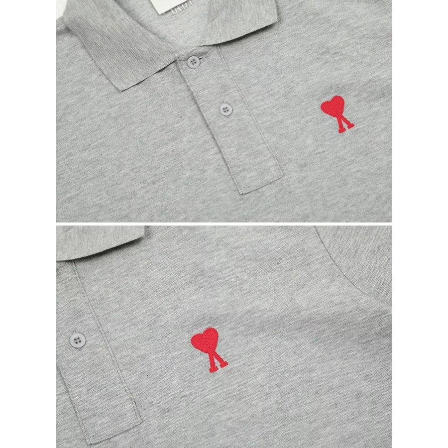 Heart Logo Embroidered Polo T-Shirt Apparel and Accessories