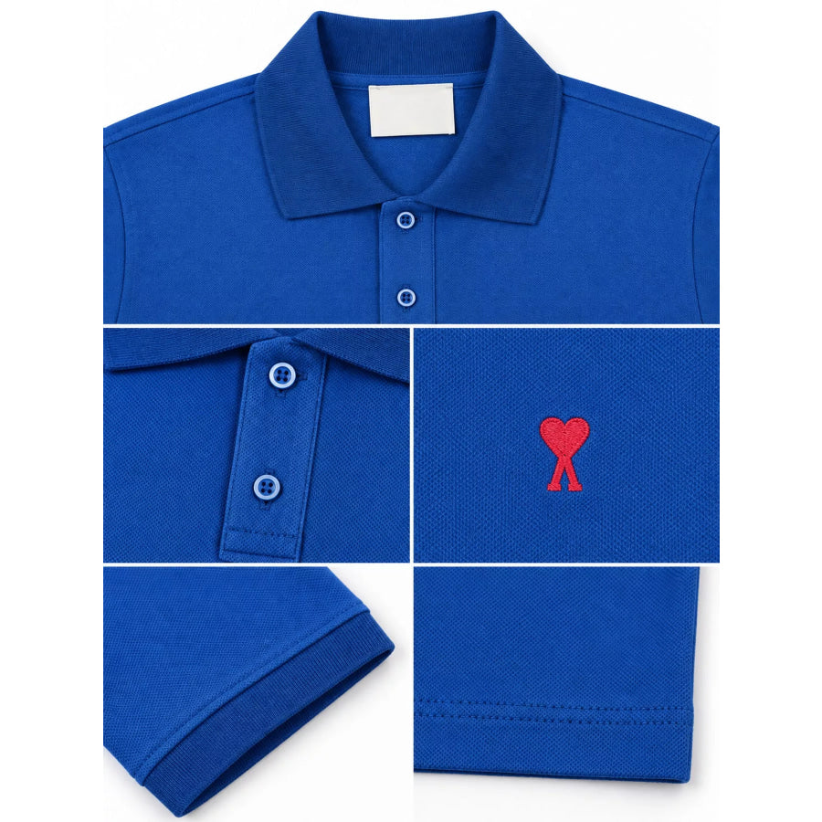 Heart Logo Embroidered Polo T-Shirt Apparel and Accessories