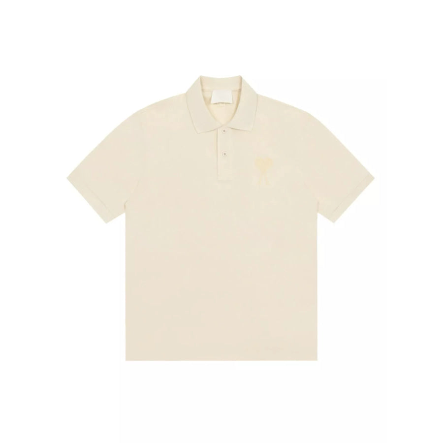 Heart Logo Embroidered Polo T-Shirt Apricot-Large Embroidery / S Apparel and Accessories