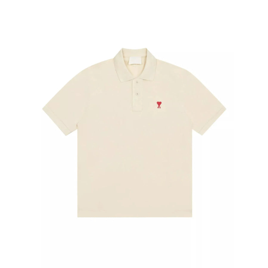 Heart Logo Embroidered Polo T-Shirt Apricot-Small Embroidery / S Apparel and Accessories