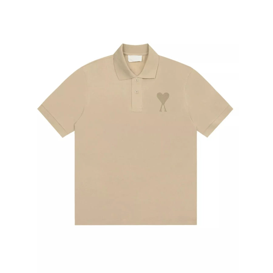 Heart Logo Embroidered Polo T-Shirt Coffee-Large Embroidery / S Apparel and Accessories