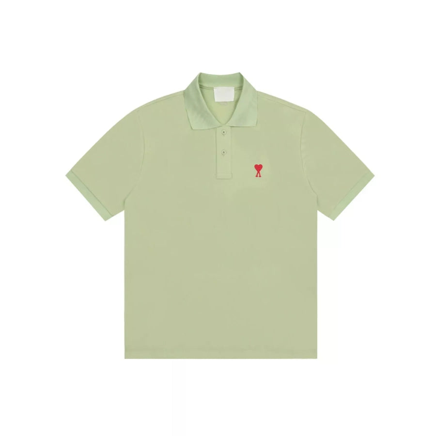 Heart Logo Embroidered Polo T-Shirt Green-Small Embroidery / S Apparel and Accessories