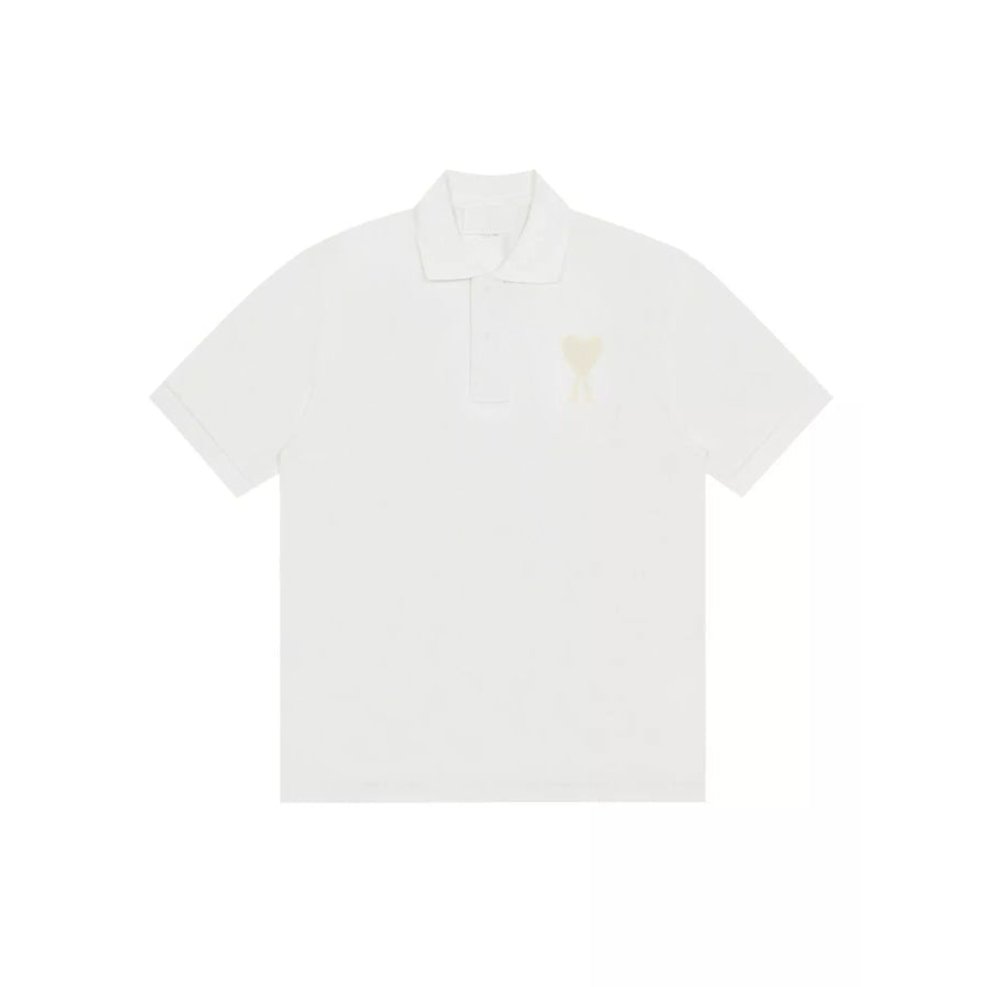 Heart Logo Embroidered Polo T-Shirt White-Large Apricot Embroidery / S Apparel and Accessories