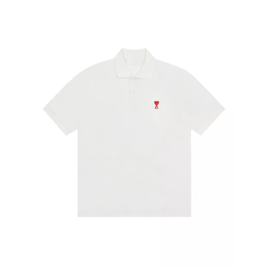 Heart Logo Embroidered Polo T-Shirt White-Small Embroidery / S Apparel and Accessories