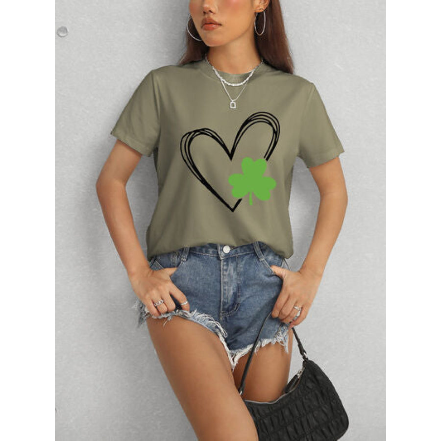 Heart Lucky Clover Short Sleeve T - Shirt Apparel and Accessories