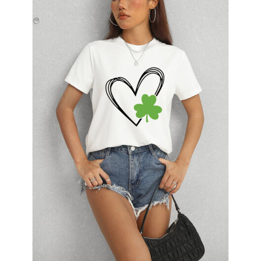 Heart Lucky Clover Short Sleeve T - Shirt Apparel and Accessories