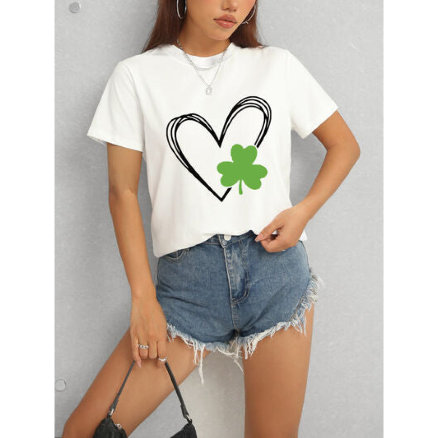 Heart Lucky Clover Short Sleeve T - Shirt Apparel and Accessories